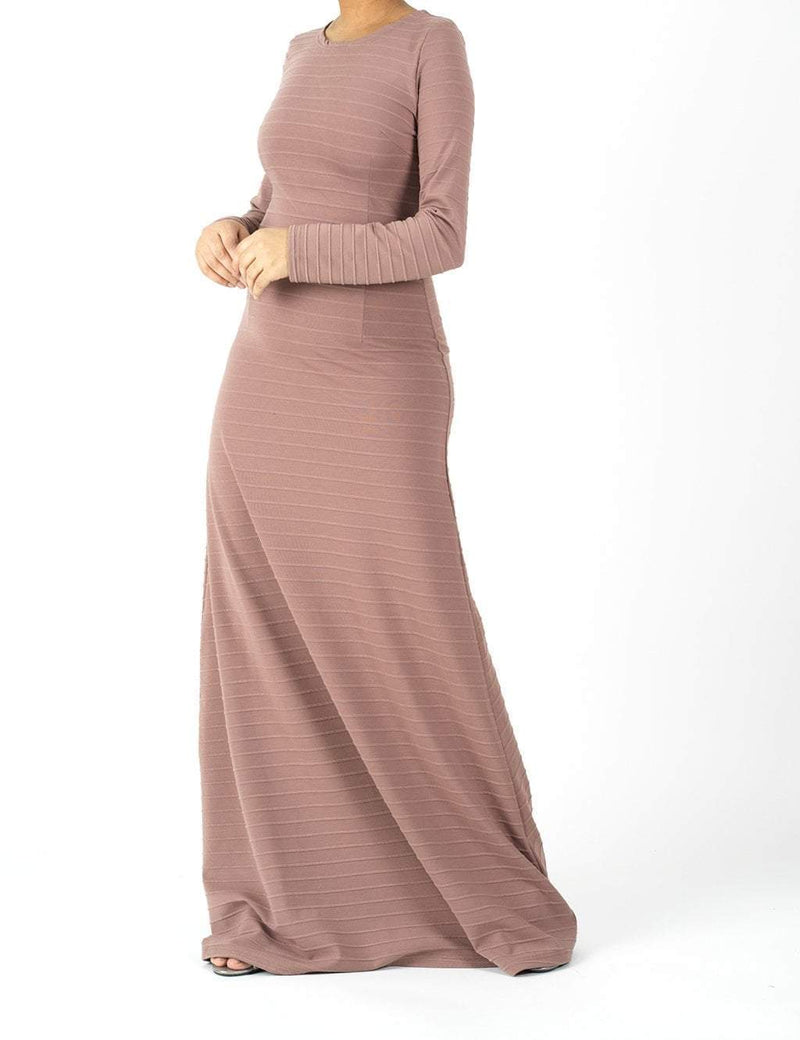 Muave Bodycon Long Sleeve Maxi Dress