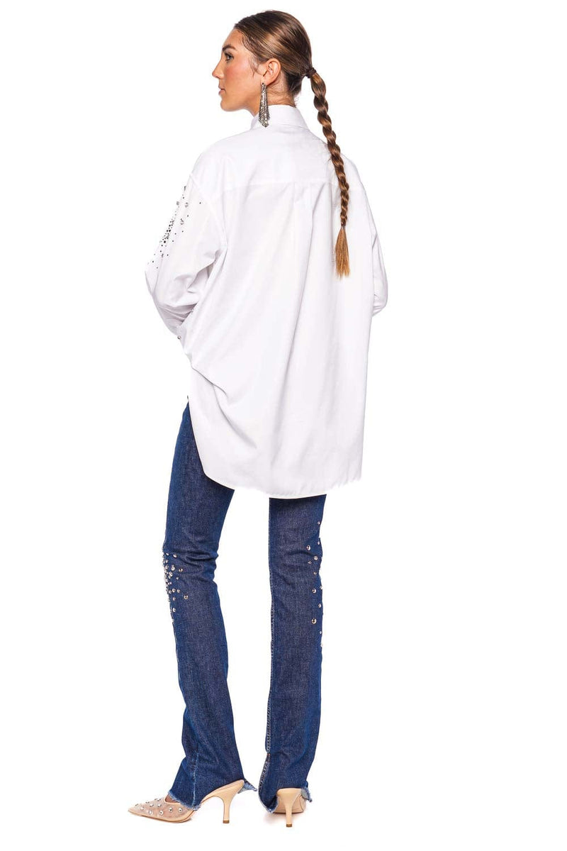 Oversized Embellished Button Up Shirt