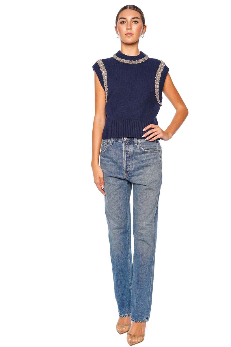Joanae Embellished Knit Sleeveless Pullover