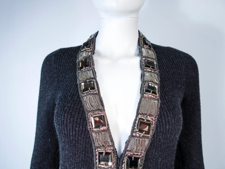 OSCAR DE LA RENTA Gray Embellished Cardigan Size XS