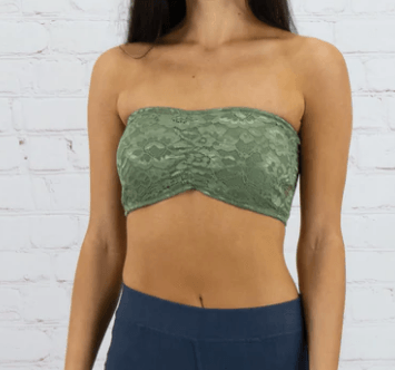 Lace Bandeau in Olive and Stone