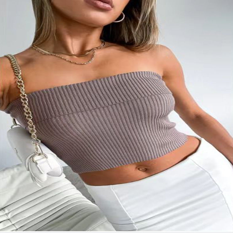 New bandeau three-color texture is slim and sexy top