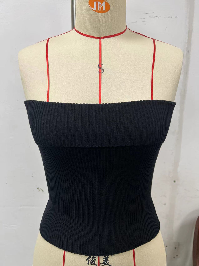 New bandeau three-color texture is slim and sexy top