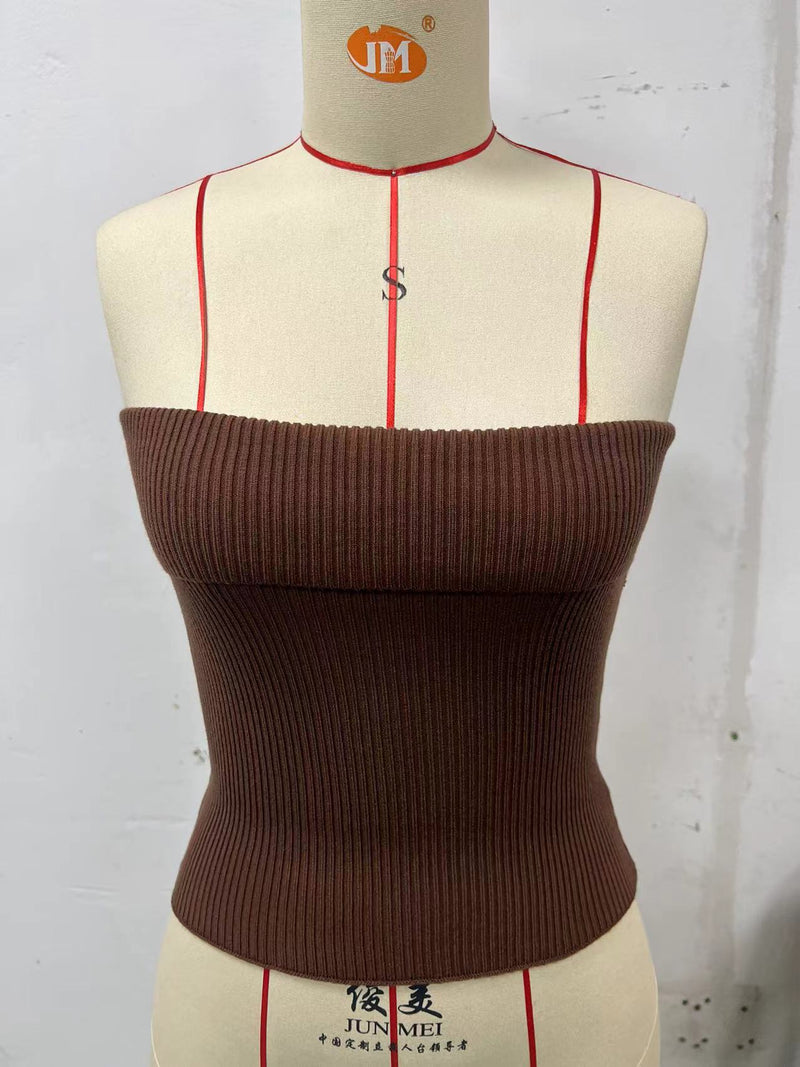 New bandeau three-color texture is slim and sexy top