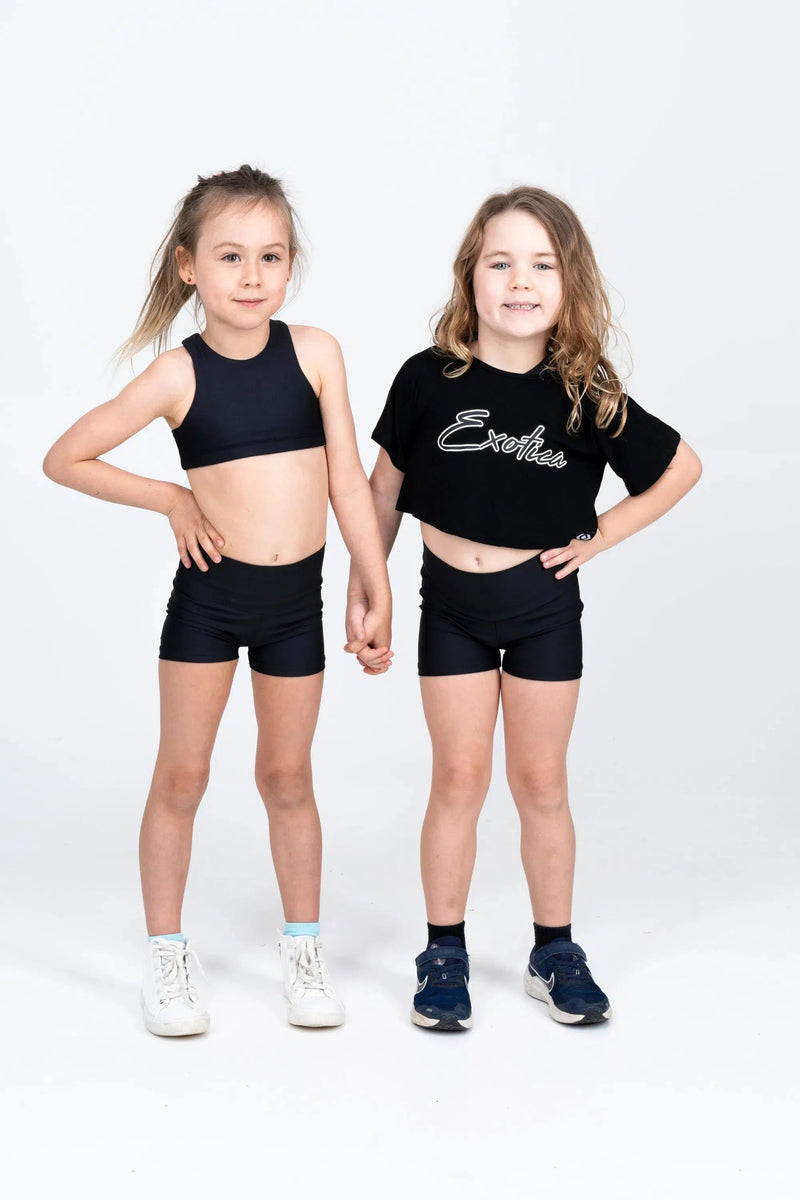 Slinky To Touch Kids Exotica Cropped Tee - Black