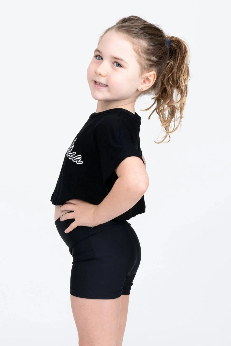 Slinky To Touch Kids Exotica Cropped Tee - Black