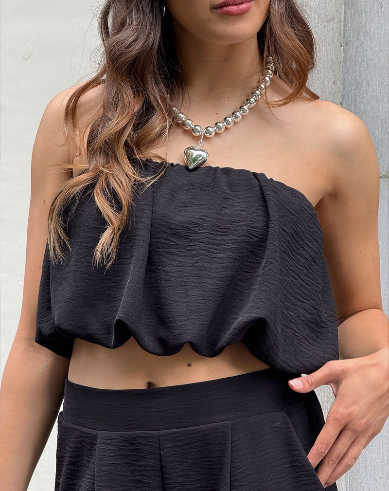 JULIE BUBBLE HEM BANDEAU TOP BLACK