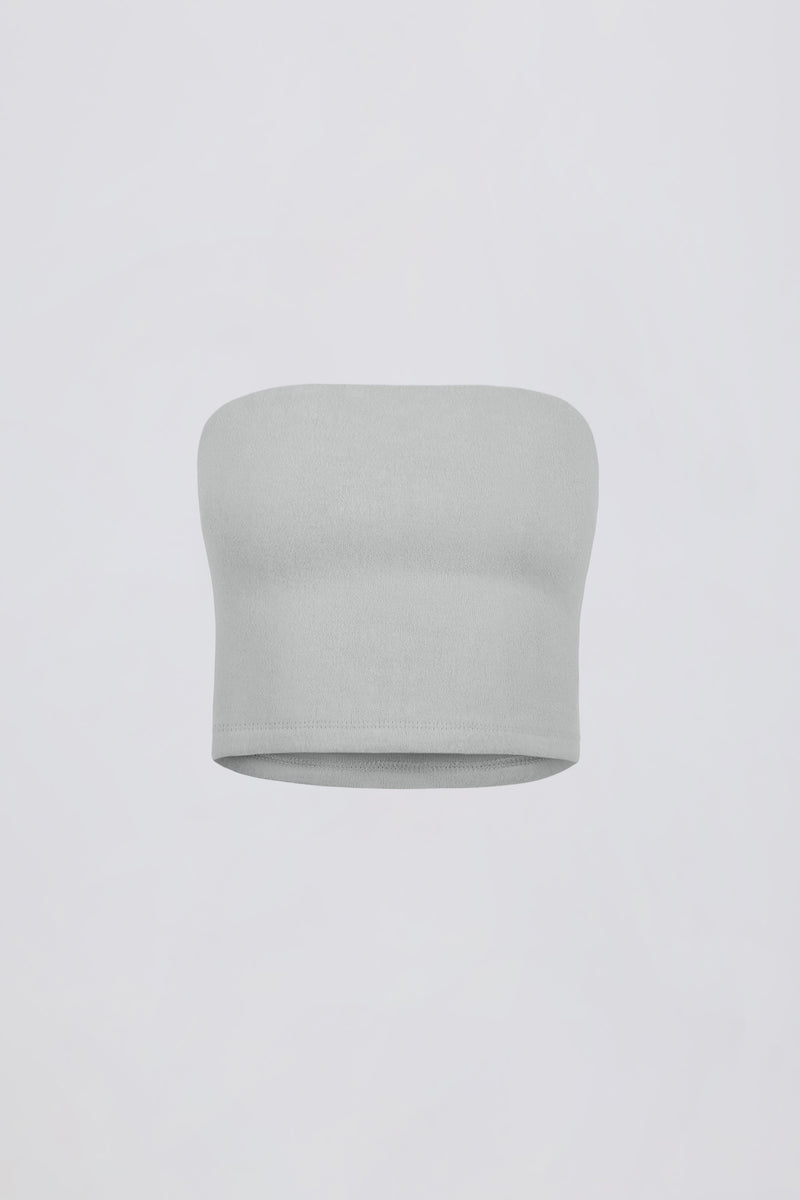 Brushed Jersey Bandeau Top in Fog Grey