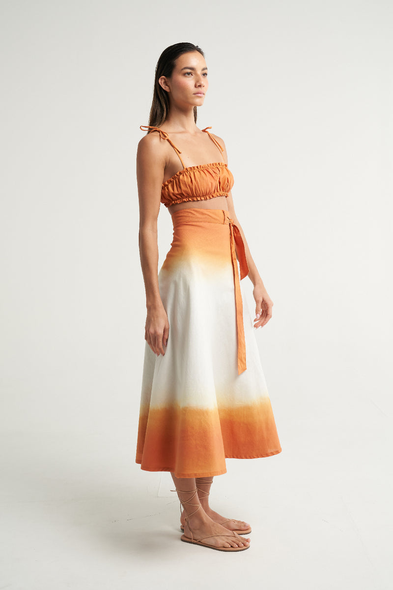 Ruched Bandeau Top Naranja