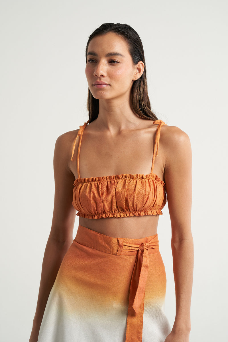 Ruched Bandeau Top Naranja