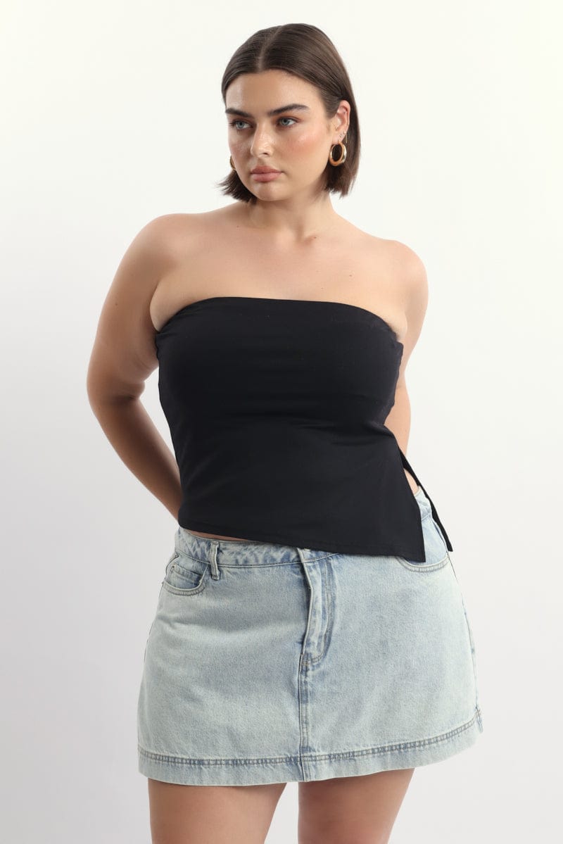 Black Bandeau Asymmetric Top Supersoft