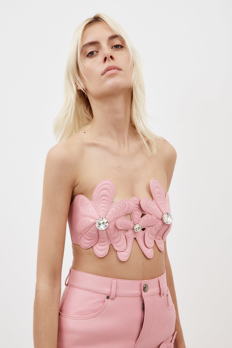Mussel Flower Light Pink Leather Bandeau