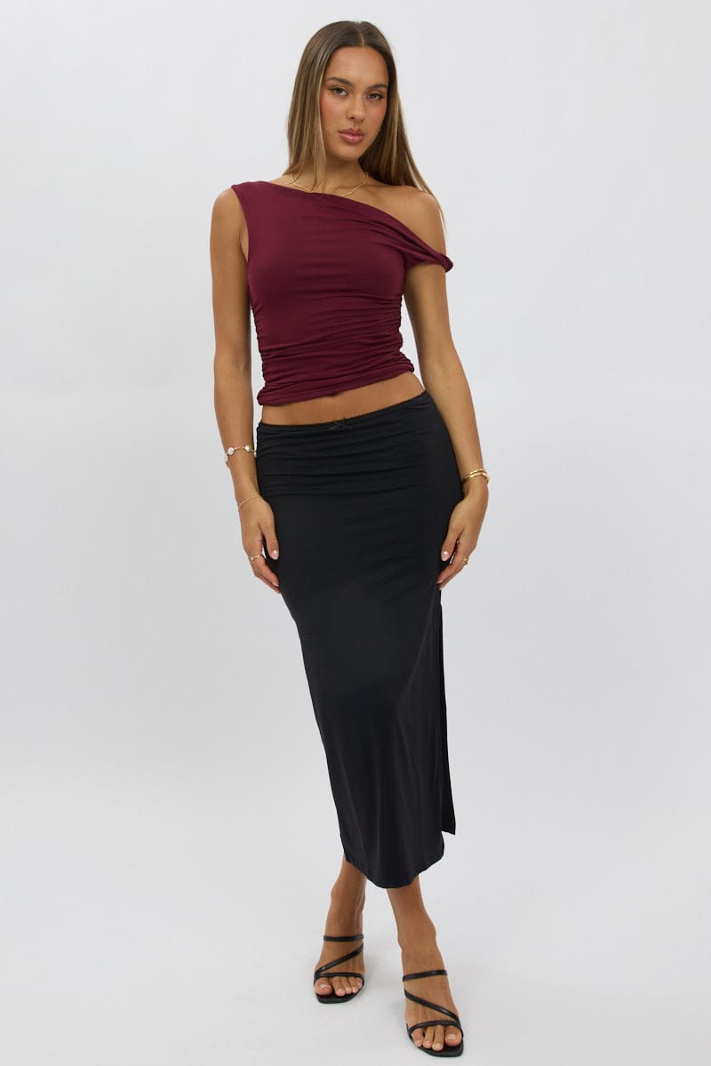 Red Supersoft Top Twist off Shoulder