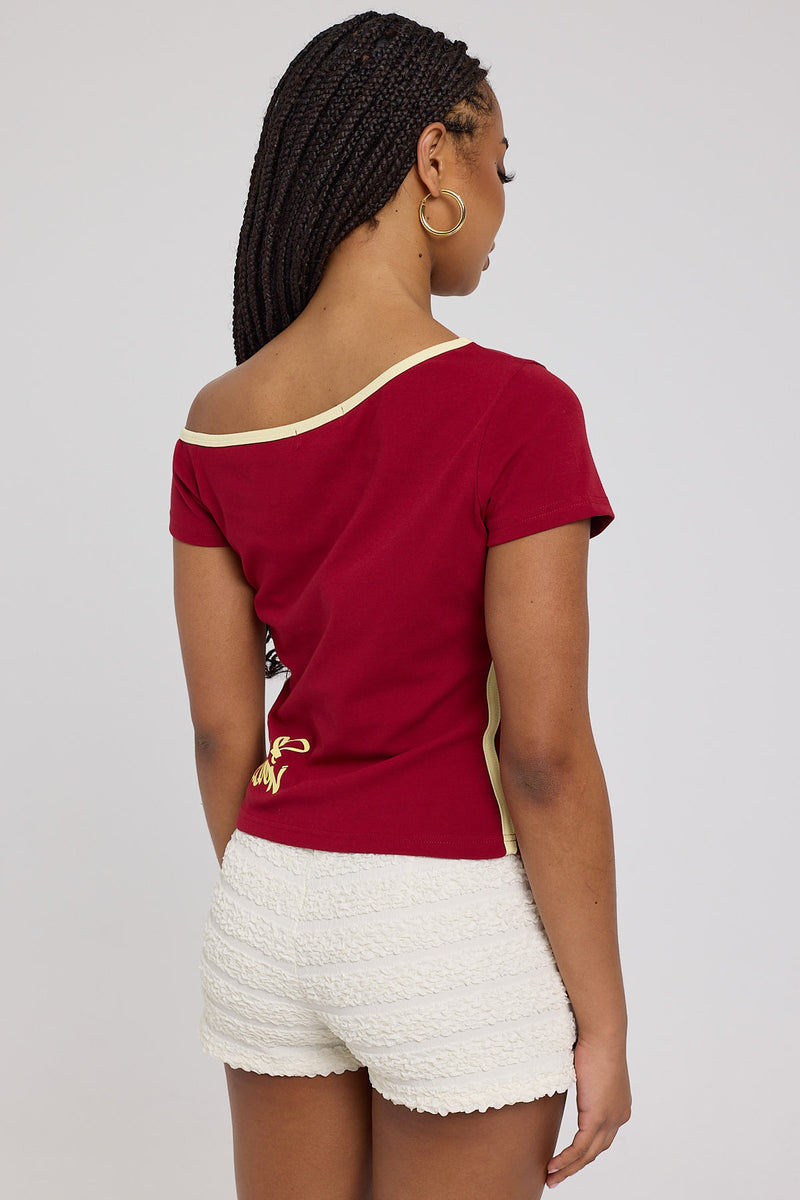 Neovision Rakugaki Off Shoulder Top Red