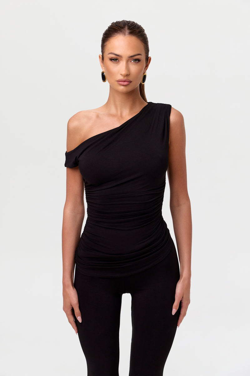 Smooth Off-Shoulder Asymmetrical Top