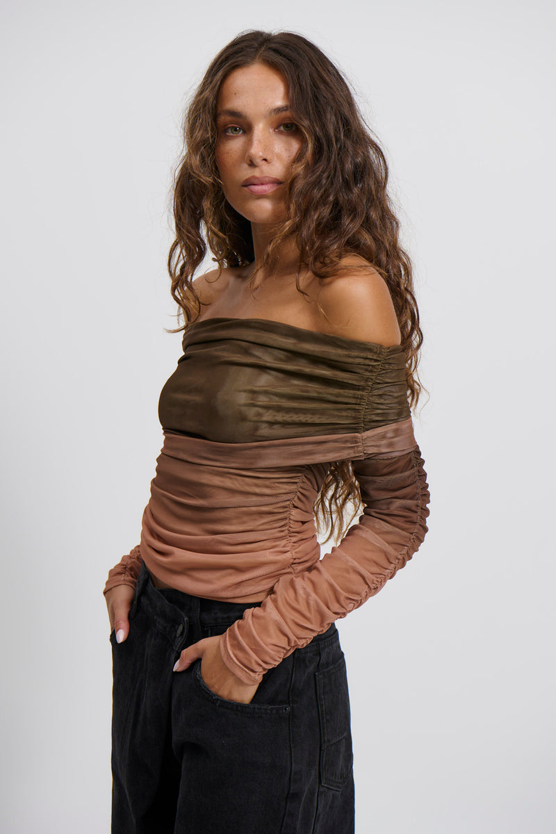 Nala Off The Shoulder Top Earth