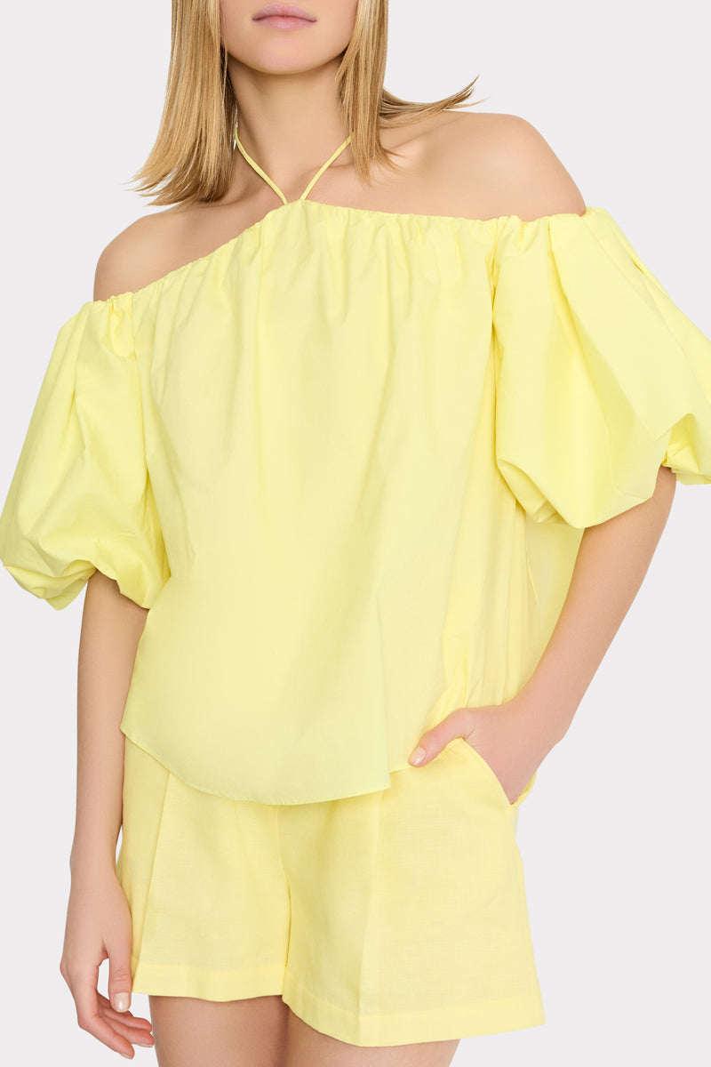 Halter Poplin Off The Shoulder Top