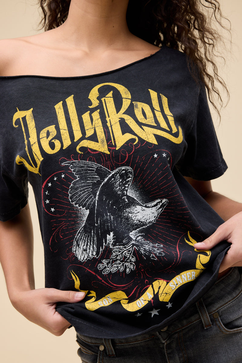 Jelly Roll Son of a Sinner Off-The-Shoulder Tee
