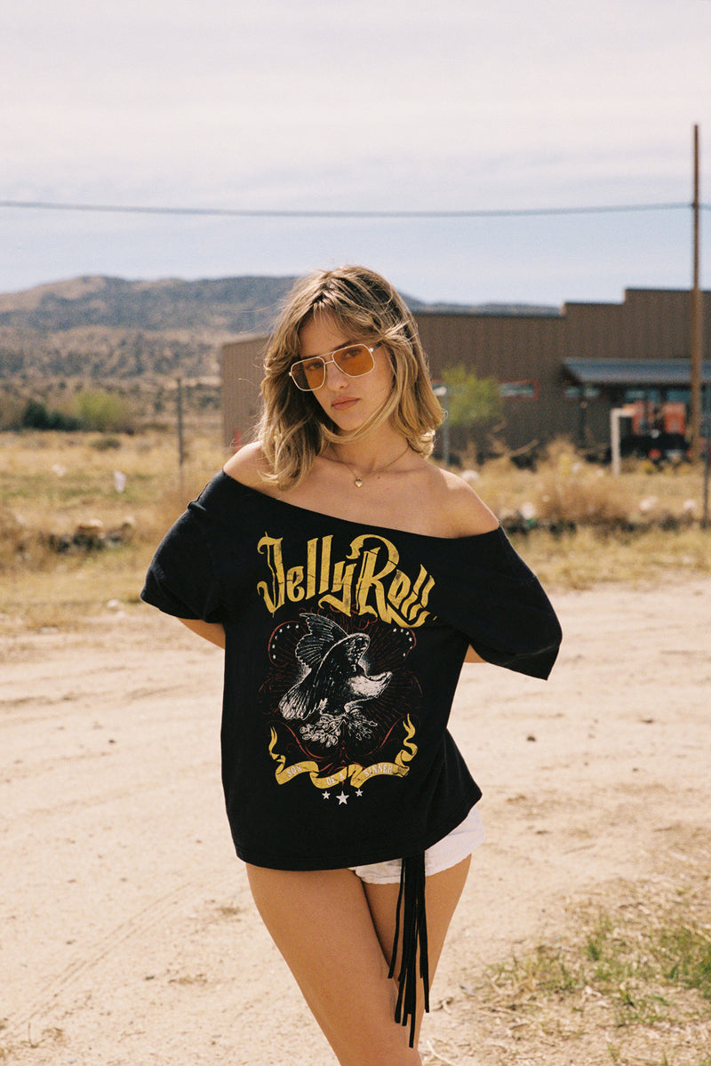 Jelly Roll Son of a Sinner Off-The-Shoulder Tee