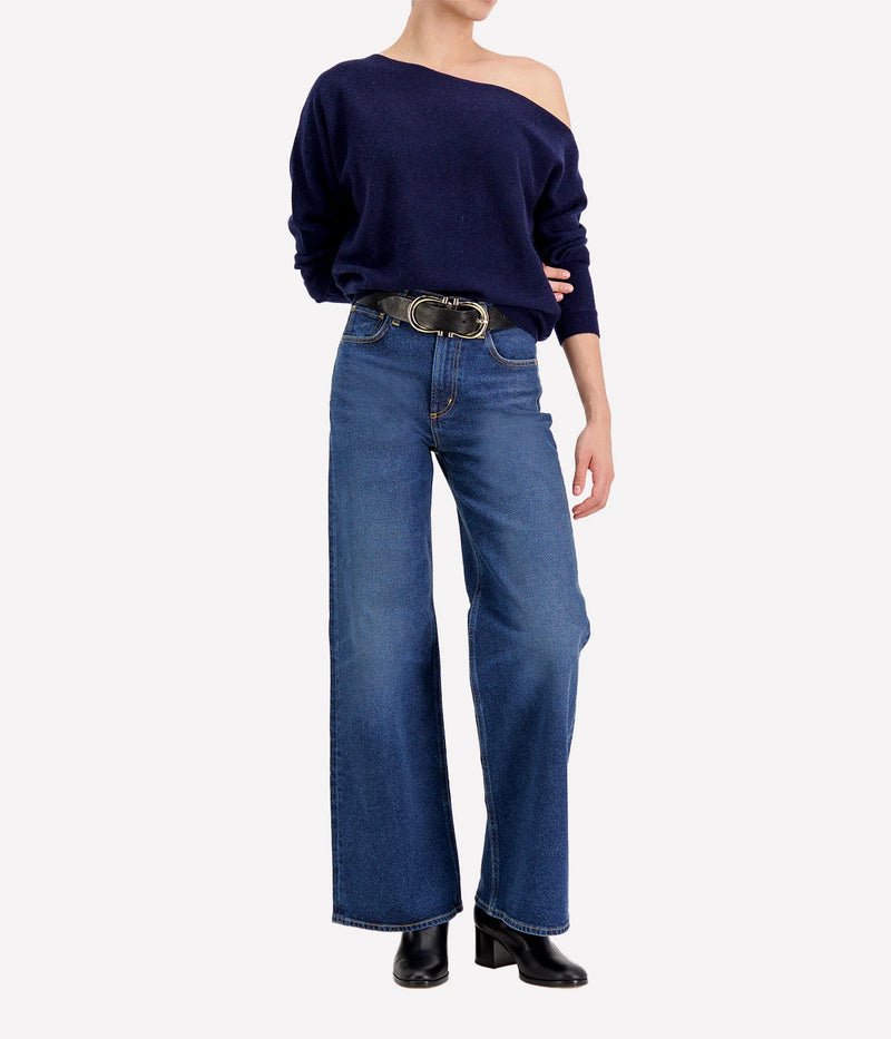 Off The Shoulder Top in Navy