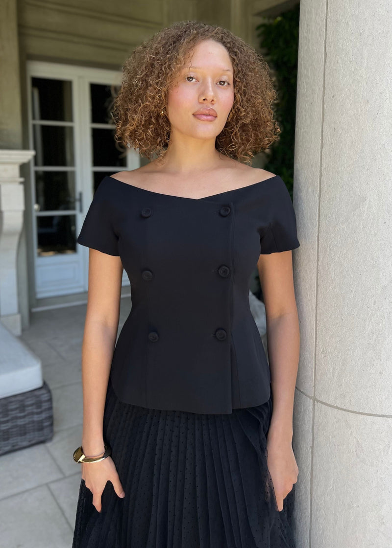 Diana  Off The Shoulder Top - Black