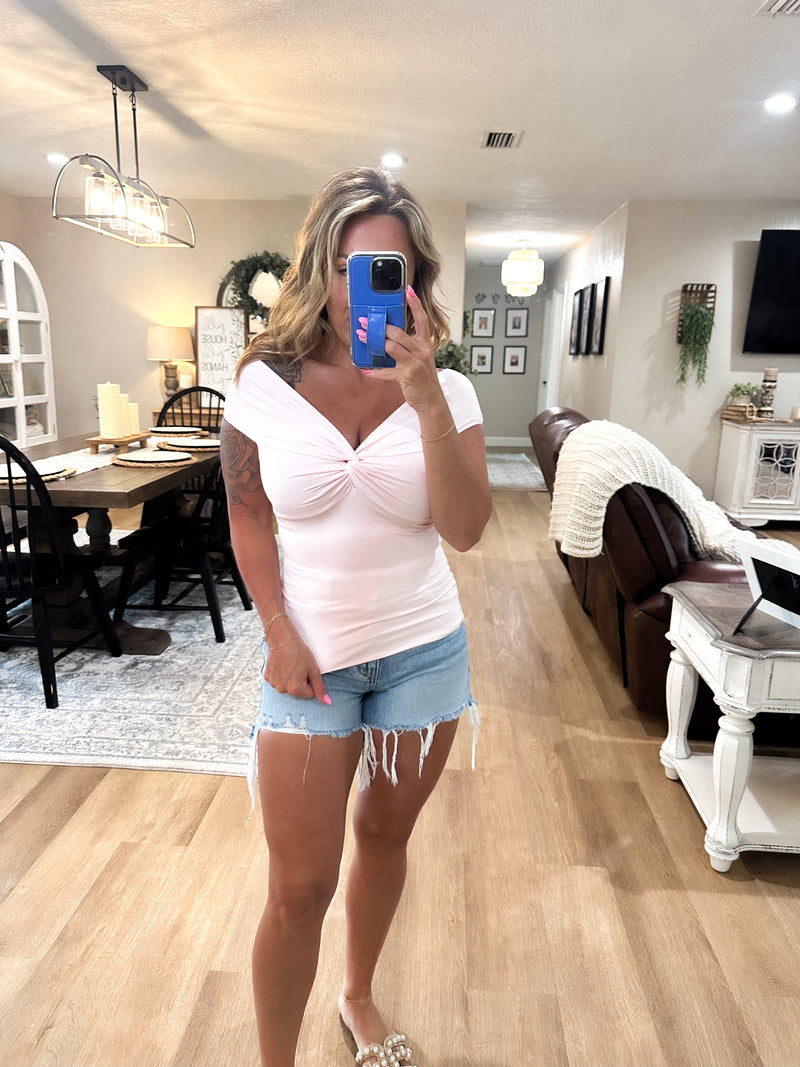 Going Good Double Layer Off Shoulder Top - Pink