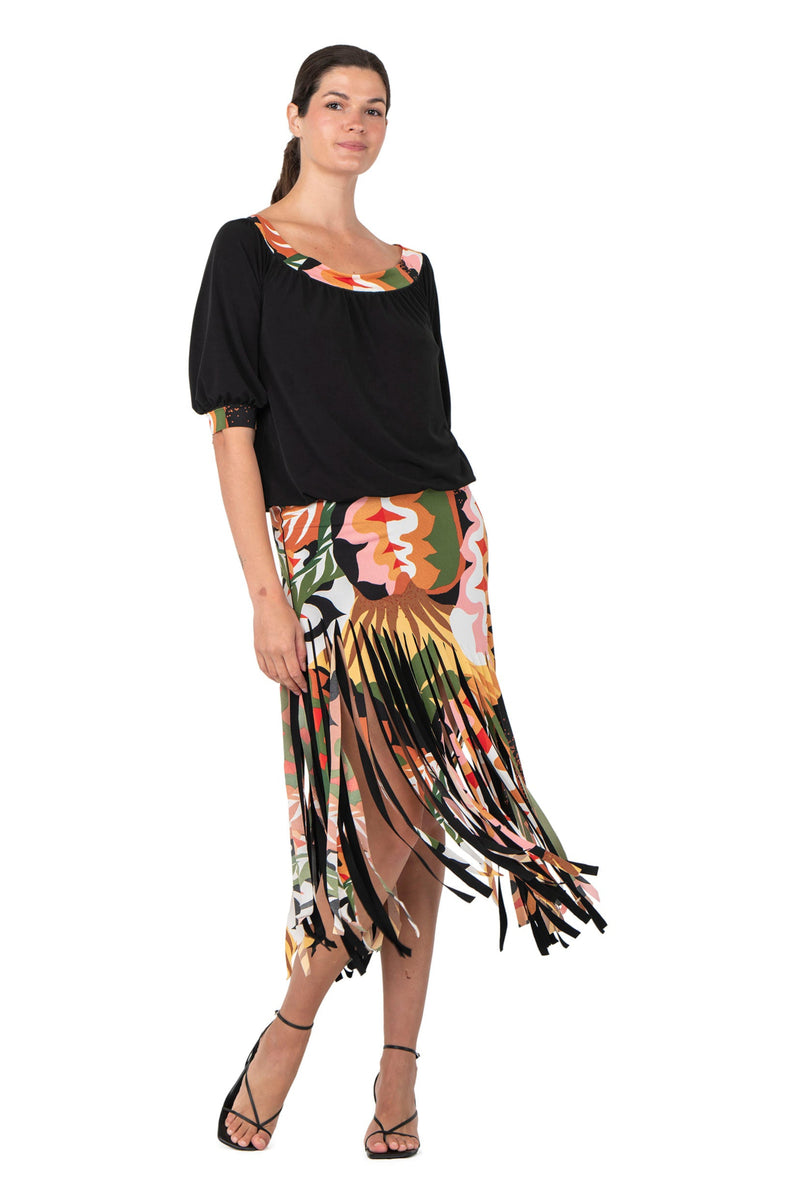 3/4 Sleeve Off Shoulder Banded Blouson Top