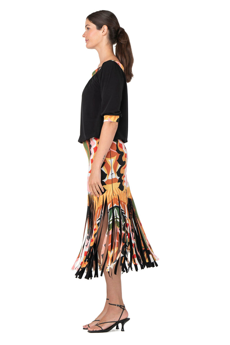 3/4 Sleeve Off Shoulder Banded Blouson Top