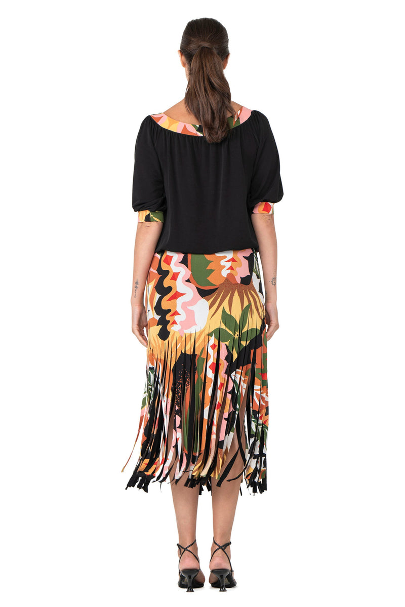 3/4 Sleeve Off Shoulder Banded Blouson Top