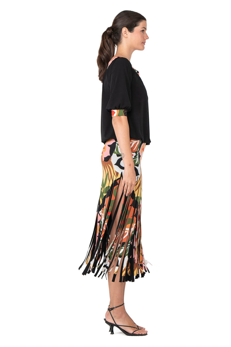 3/4 Sleeve Off Shoulder Banded Blouson Top