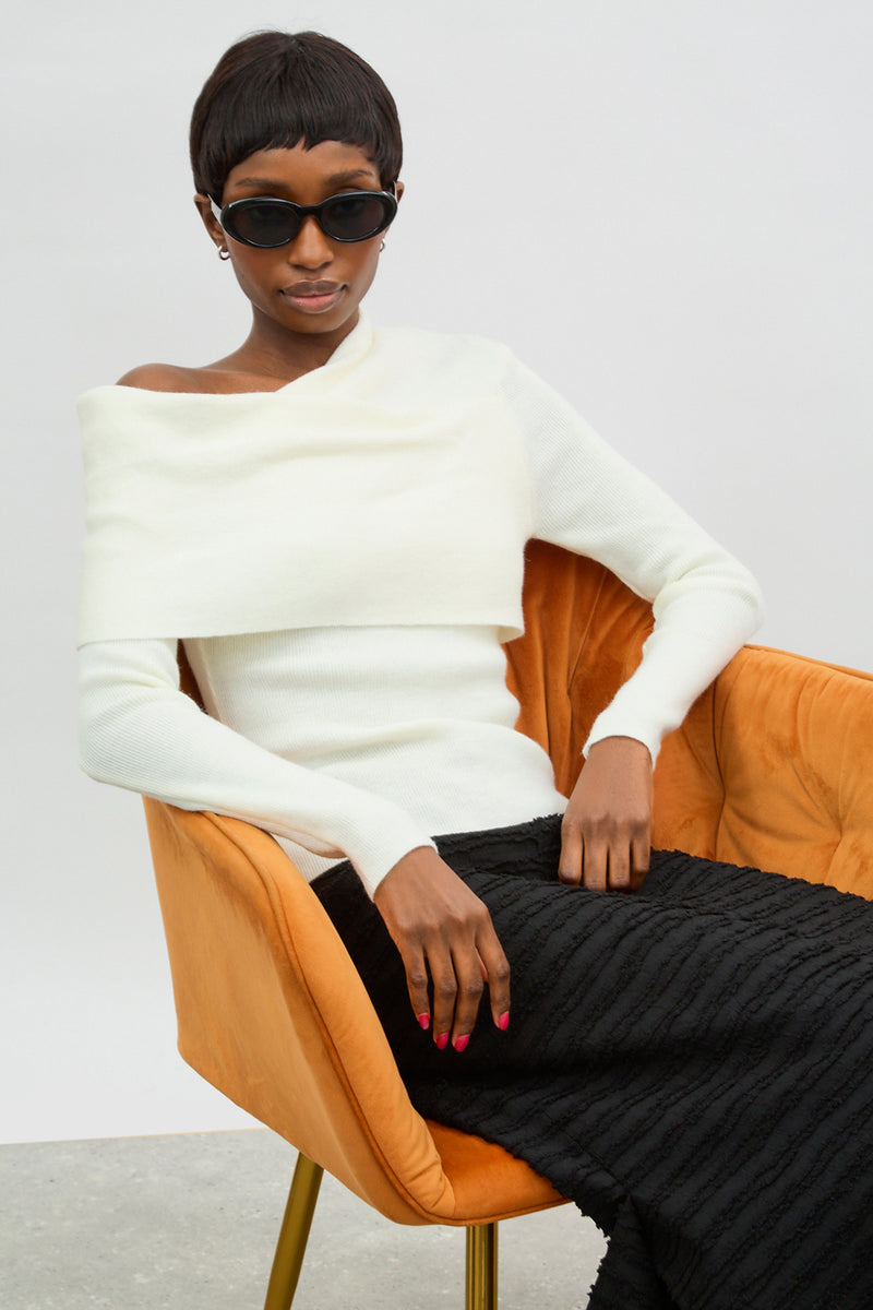 Ivory cross over off the shoulder top