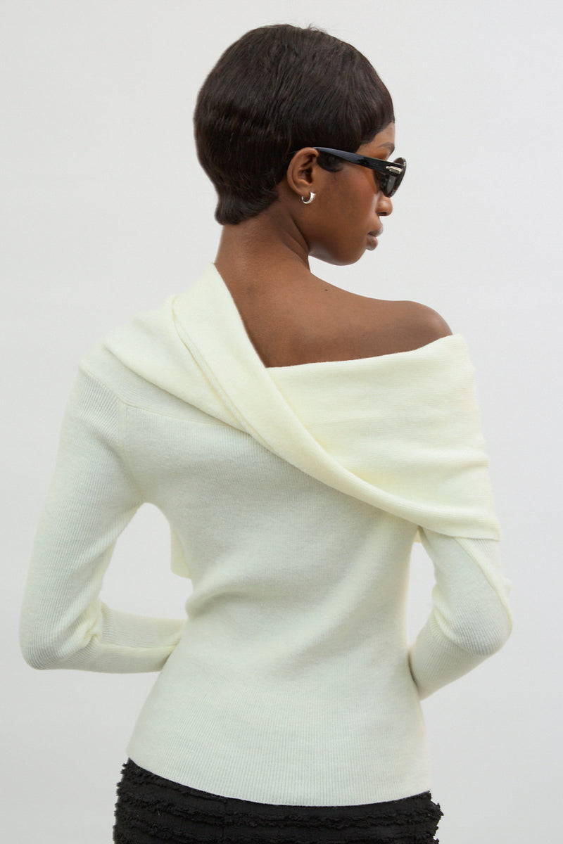 Ivory cross over off the shoulder top