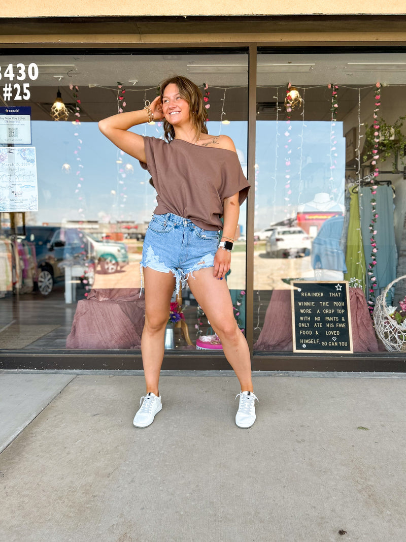 French Terry Off The Shoulder Top
