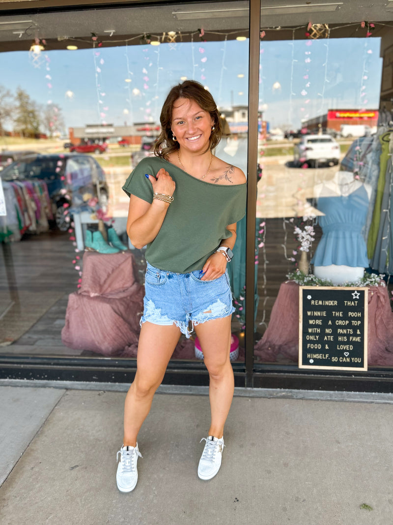 French Terry Off The Shoulder Top