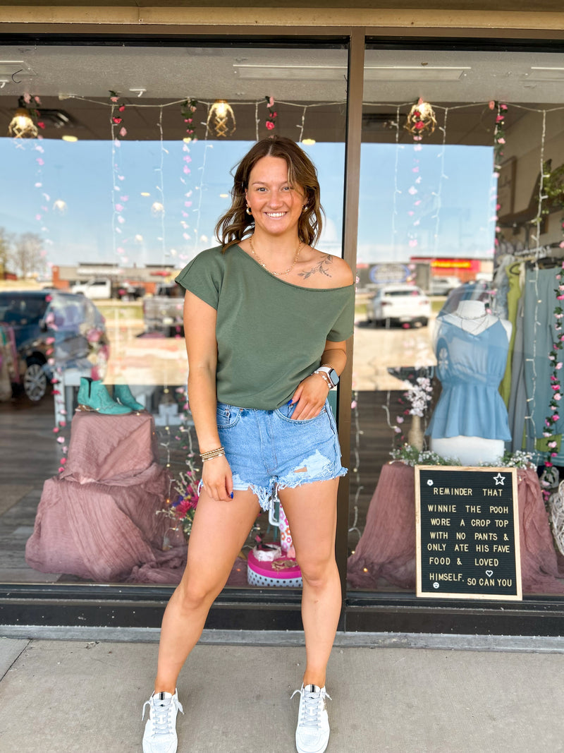 French Terry Off The Shoulder Top