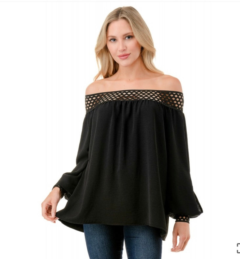 ARIELLA Black Off The Shoulder Top