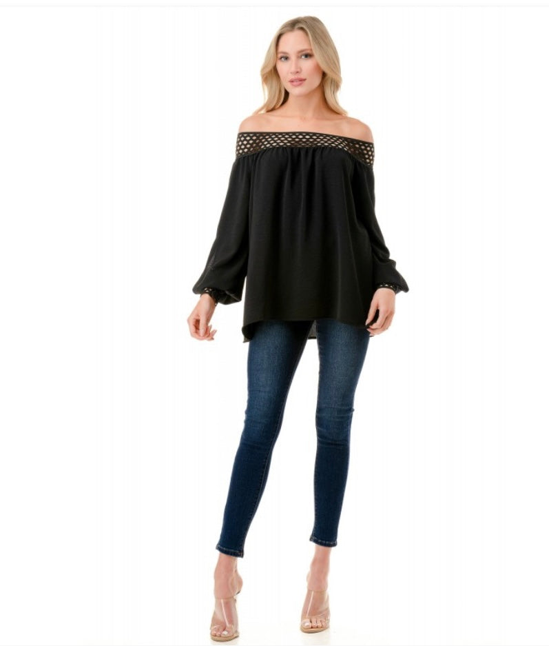 ARIELLA Black Off The Shoulder Top