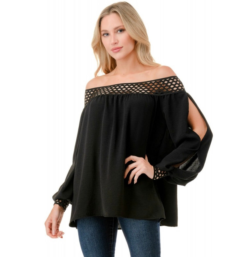 ARIELLA Black Off The Shoulder Top