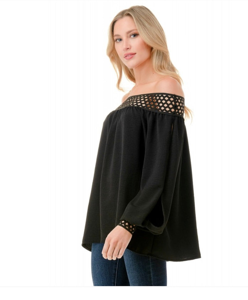 ARIELLA Black Off The Shoulder Top