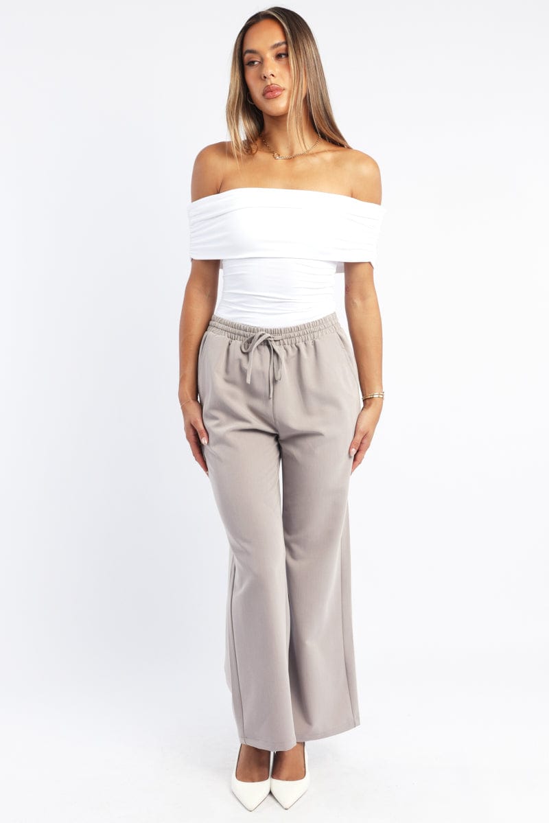 White Off Shoulder Bodysuit Supersoft