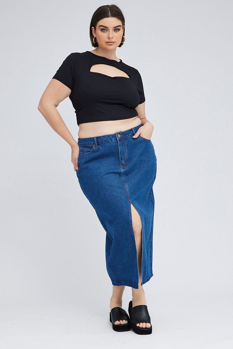 Black Cut Out Top Short Sleeve Supersoft