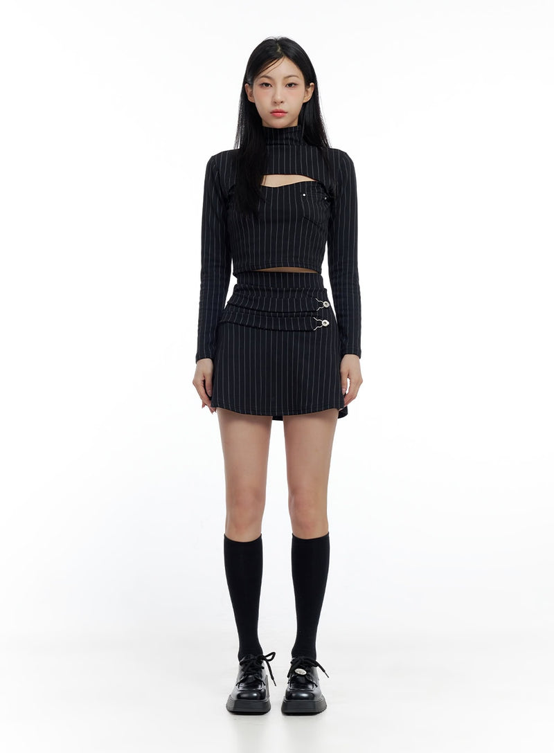 Striped Cut-Out Crop Top CO426