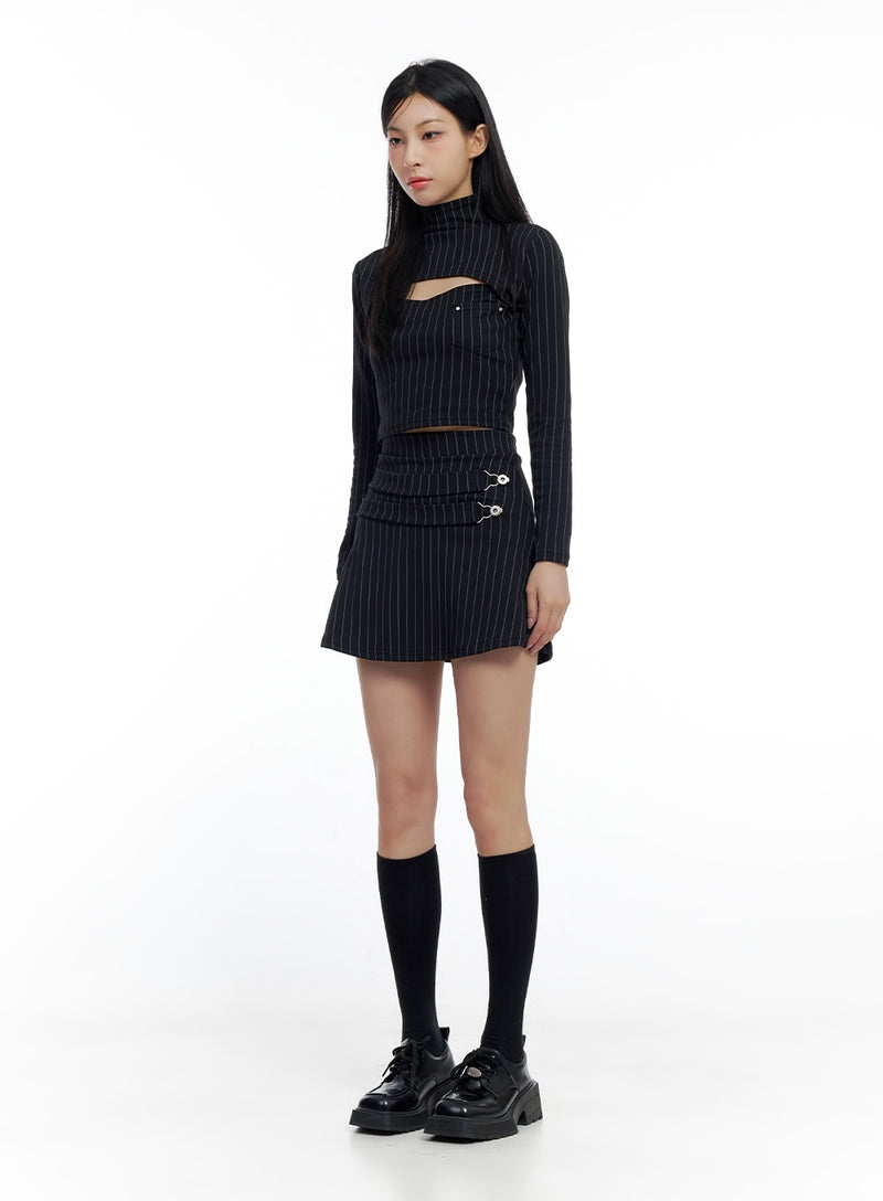 Striped Cut-Out Crop Top CO426