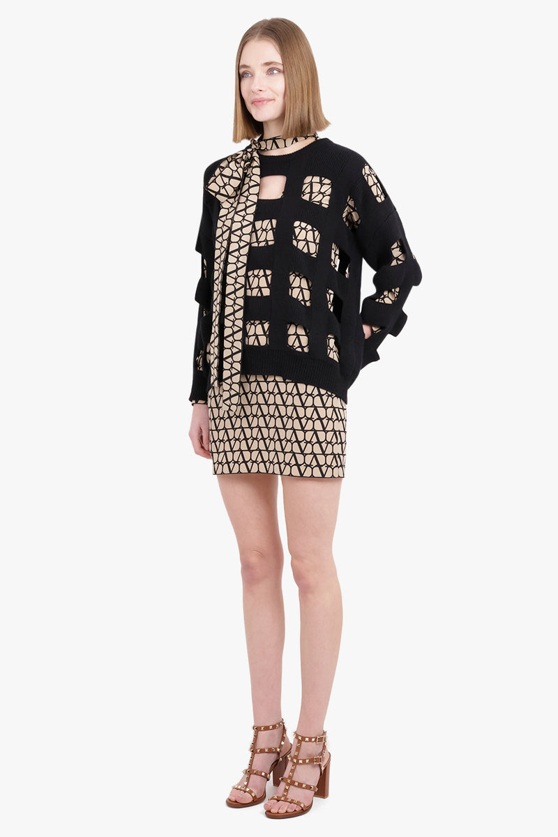 Valentino Cut Out Detail Wool Jumper | Nero