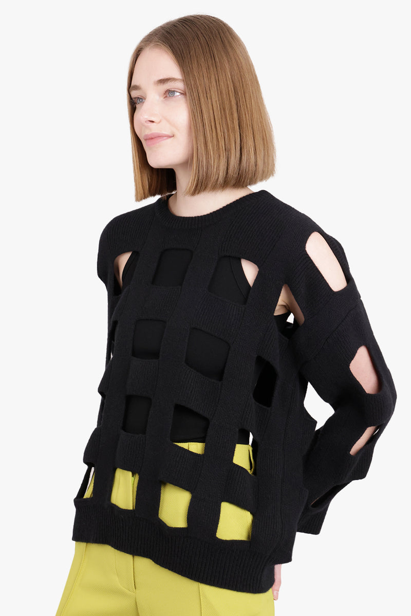 Valentino Cut Out Detail Wool Jumper | Nero
