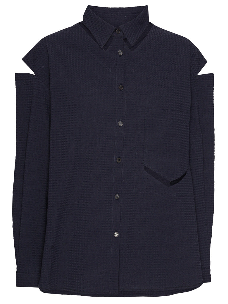 Cut Out Shirt  - Black Blue