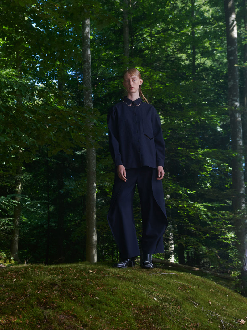 Cut Out Shirt  - Black Blue