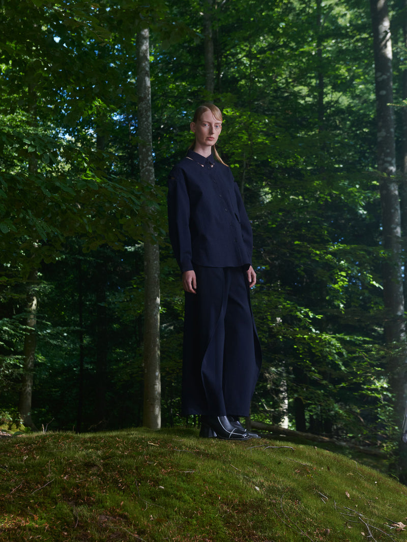 Cut Out Shirt  - Black Blue