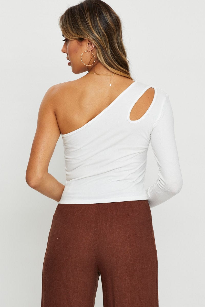 White Cut Out Top Long Sleeve