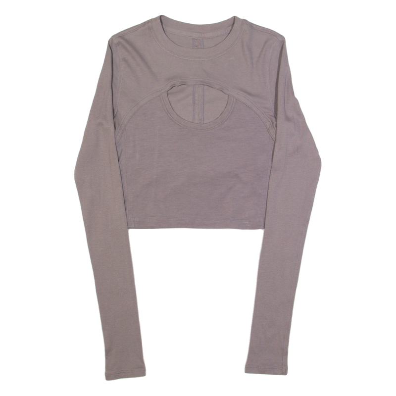 LULULEMON Cut Out Womens Cropped Top Beige Long Sleeve S
